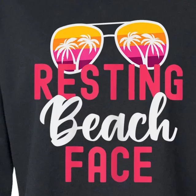 Womens Funny Vacation Girls Trip Girls Weekend Resting Beach Face Cropped Pullover Crew