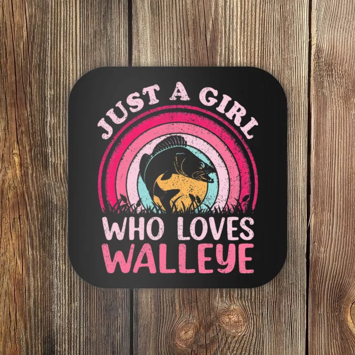 Walleye Fish Vintage Retro Just A Girl Who Loves Walleye Coaster