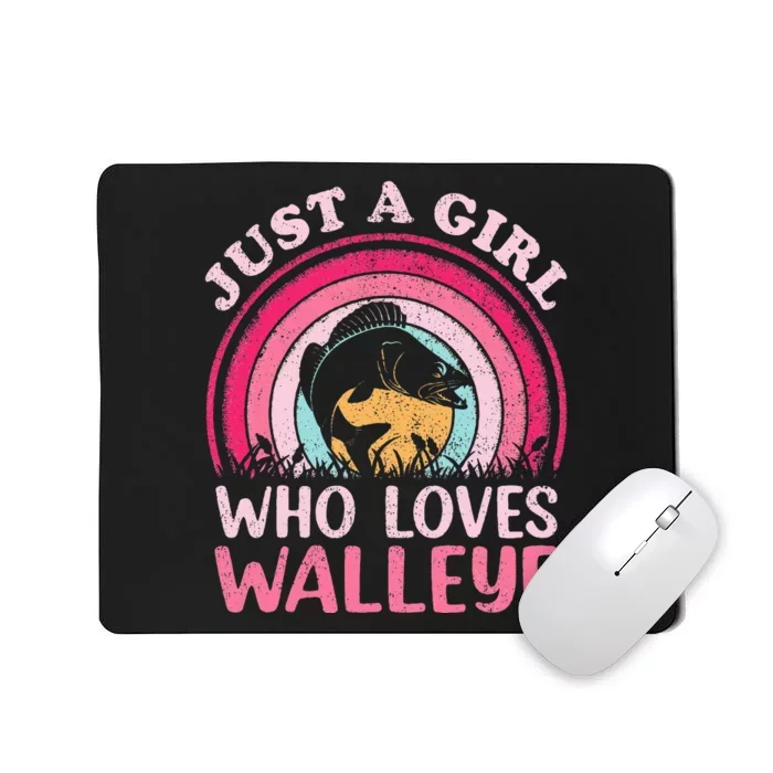 Walleye Fish Vintage Retro Just A Girl Who Loves Walleye Mousepad