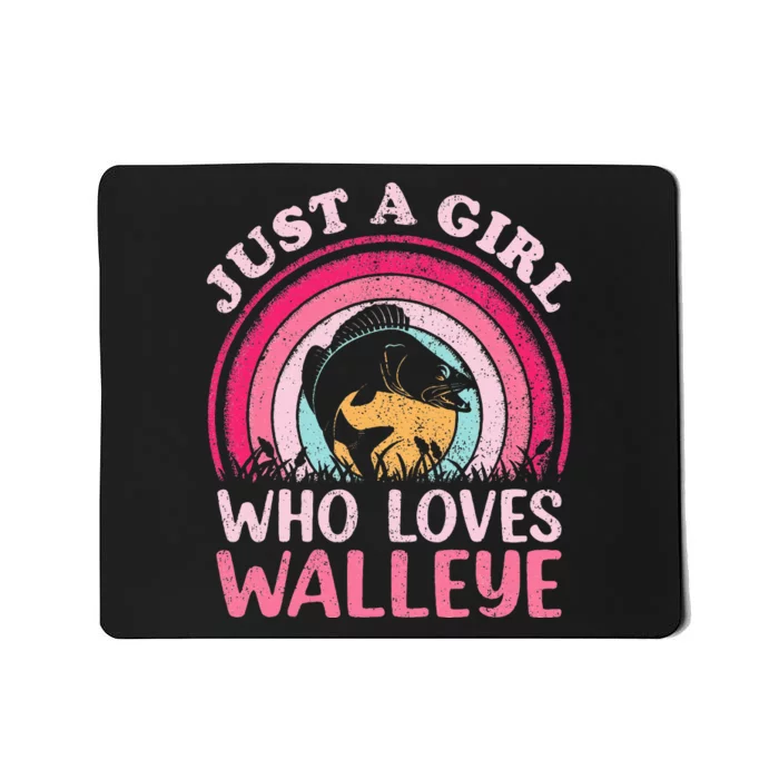 Walleye Fish Vintage Retro Just A Girl Who Loves Walleye Mousepad