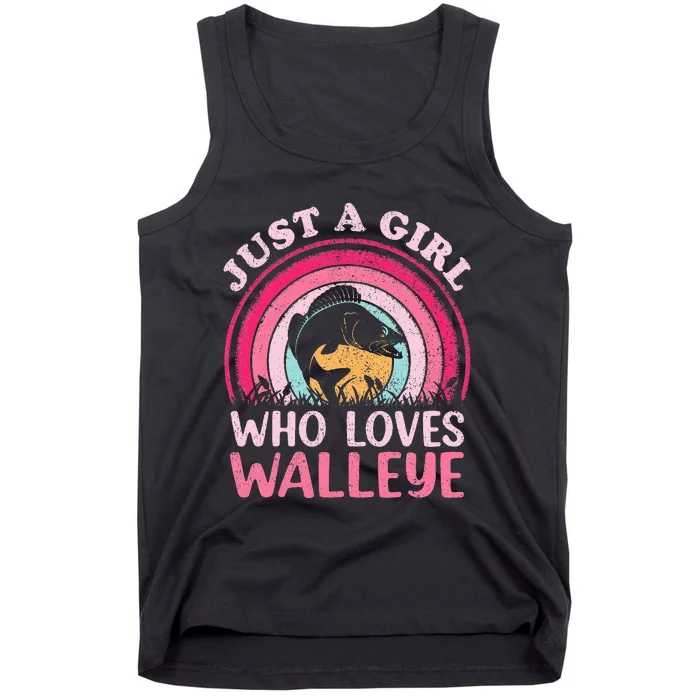 Walleye Fish Vintage Retro Just A Girl Who Loves Walleye Tank Top