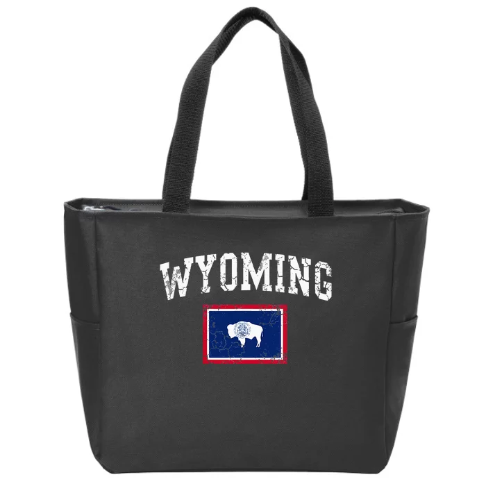 Wyoming Flag Vintage Fade Zip Tote Bag