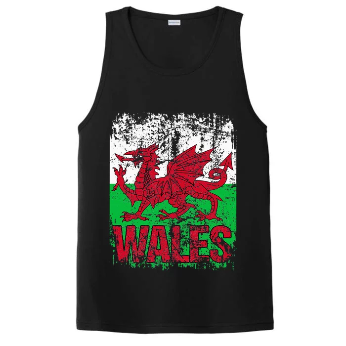 WALES Flag Vintage Distressed WALES Performance Tank