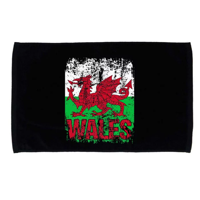 WALES Flag Vintage Distressed WALES Microfiber Hand Towel