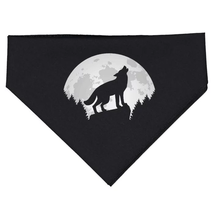 Wolf Forest Wildlife Wild Animal Wilderness Wolves Moon USA-Made Doggie Bandana