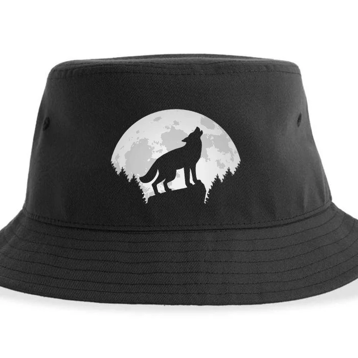 Wolf Forest Wildlife Wild Animal Wilderness Wolves Moon Sustainable Bucket Hat