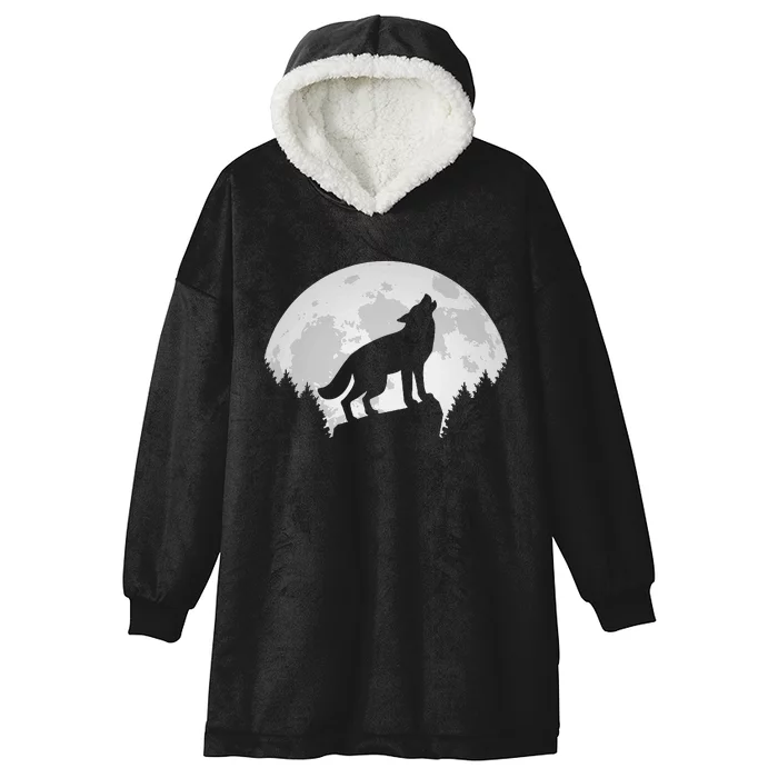 Wolf Forest Wildlife Wild Animal Wilderness Wolves Moon Hooded Wearable Blanket