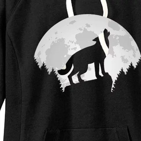 Wolf Forest Wildlife Wild Animal Wilderness Wolves Moon Women's Fleece Hoodie