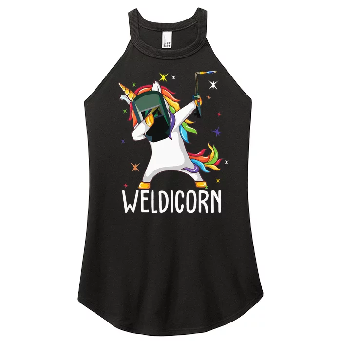 Weldicorn Funny Welder Unicorn Dabbing Women’s Perfect Tri Rocker Tank