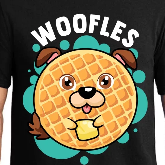 Woofles Funny Waffle Dog Lover Pun Foodie Graphic Joke Gift Pajama Set