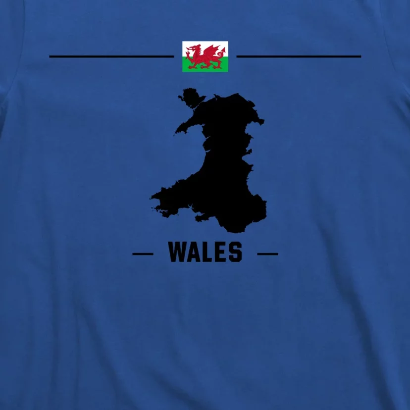 Welsh Flag With Map And Name Of The Country Wales Great Gift T-Shirt