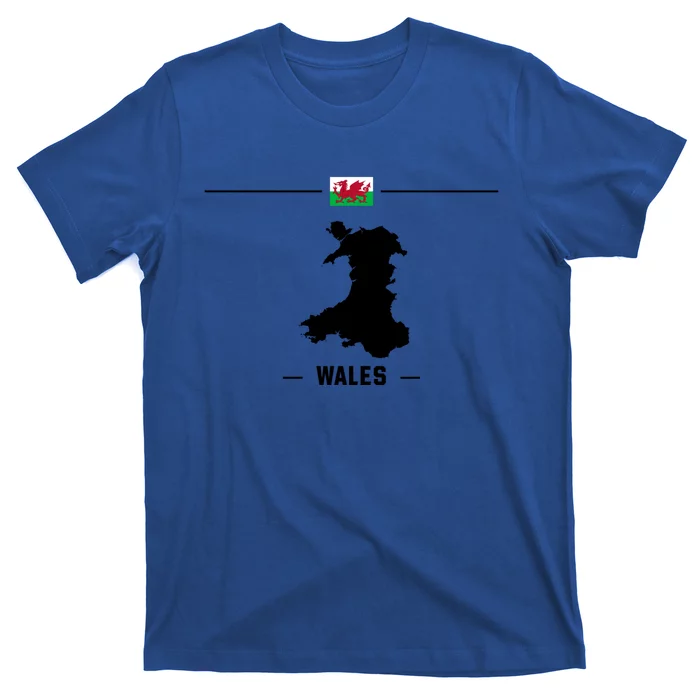 Welsh Flag With Map And Name Of The Country Wales Great Gift T-Shirt