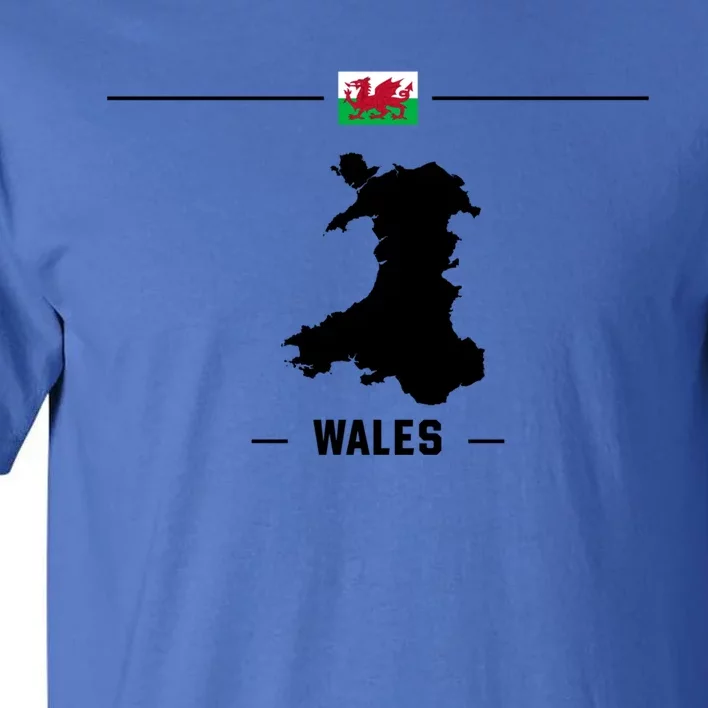 Welsh Flag With Map And Name Of The Country Wales Great Gift Tall T-Shirt