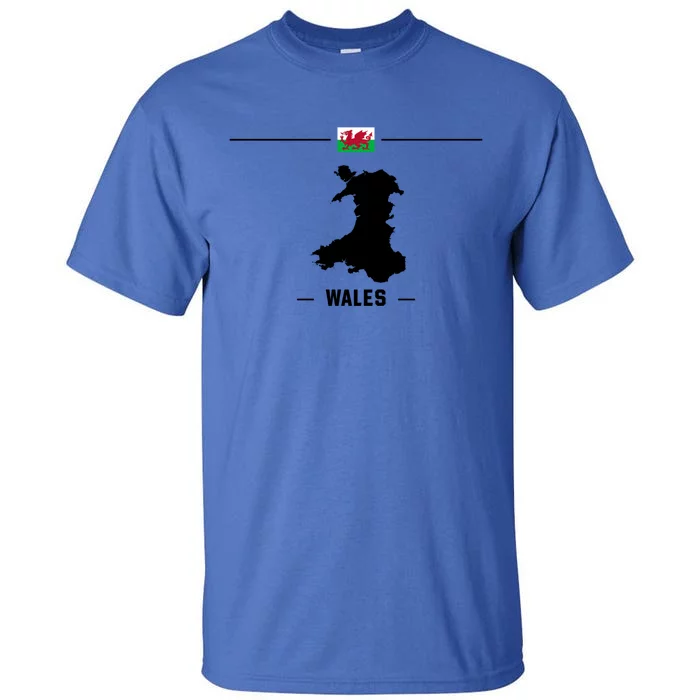 Welsh Flag With Map And Name Of The Country Wales Great Gift Tall T-Shirt