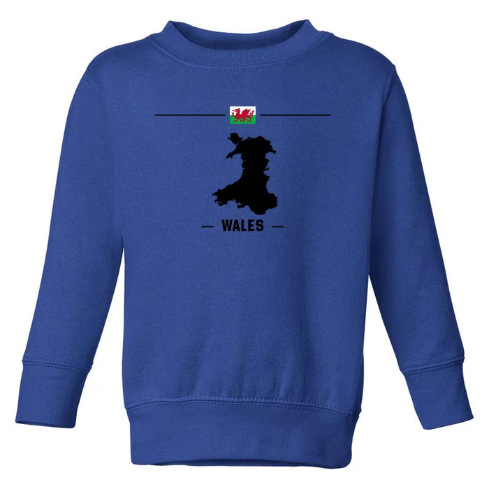 Welsh Flag With Map And Name Of The Country Wales Great Gift Toddler Sweatshirt