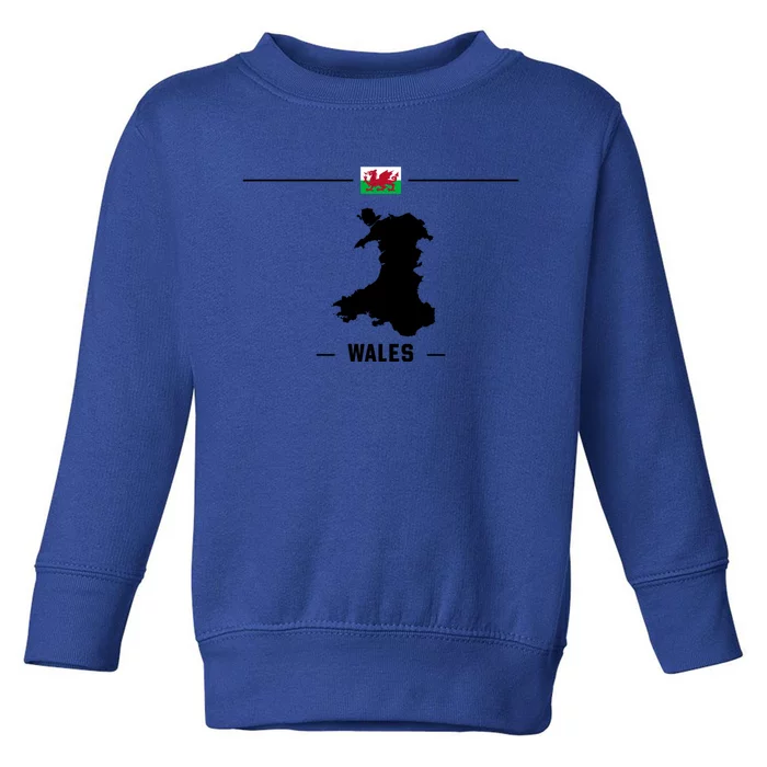 Welsh Flag With Map And Name Of The Country Wales Funny Gift Toddler Sweatshirt