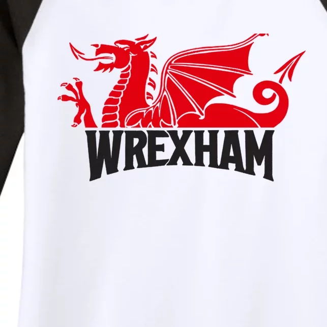 Wrexham FC Wrexham Dragon Football Club Champion Women's Tri-Blend 3/4-Sleeve Raglan Shirt