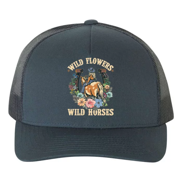 Wild Flowers Wild Horses Cowgirl Yupoong Adult 5-Panel Trucker Hat