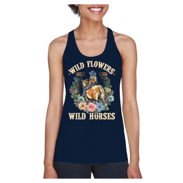 Wild Flowers Wild Horses Cowgirl Women's Racerback Tank