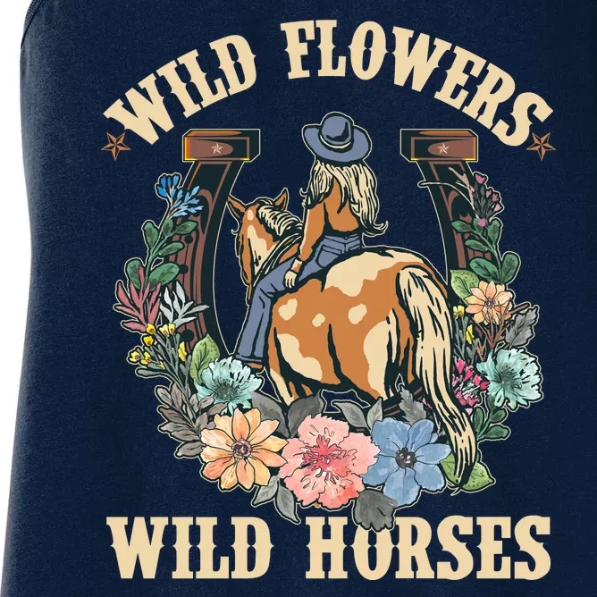 Wild Flowers Wild Horses Cowgirl Women's Racerback Tank