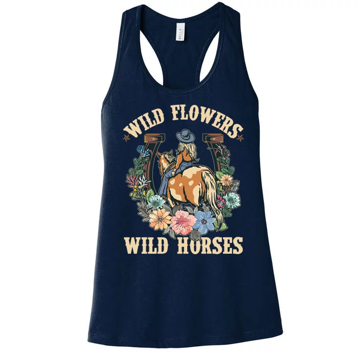 Wild Flowers Wild Horses Cowgirl Women's Racerback Tank