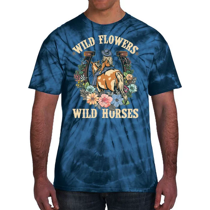 Wild Flowers Wild Horses Cowgirl Tie-Dye T-Shirt