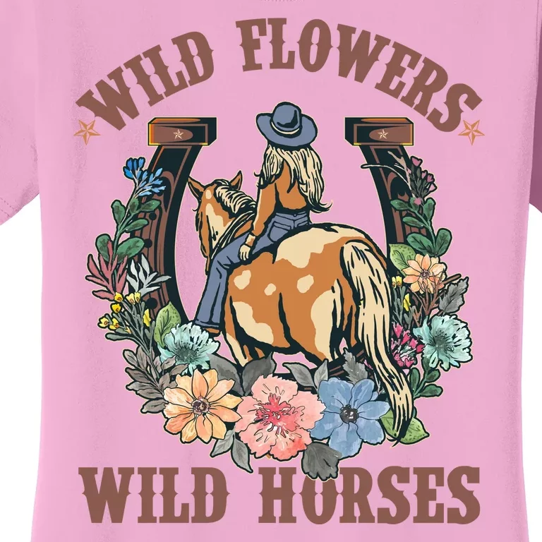 Wild Flowers Wild Horses Cowgirl Women's T-Shirt