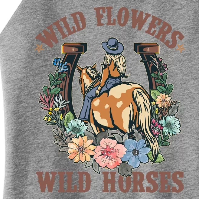 Wild Flowers Wild Horses Cowgirl Women’s Perfect Tri Rocker Tank