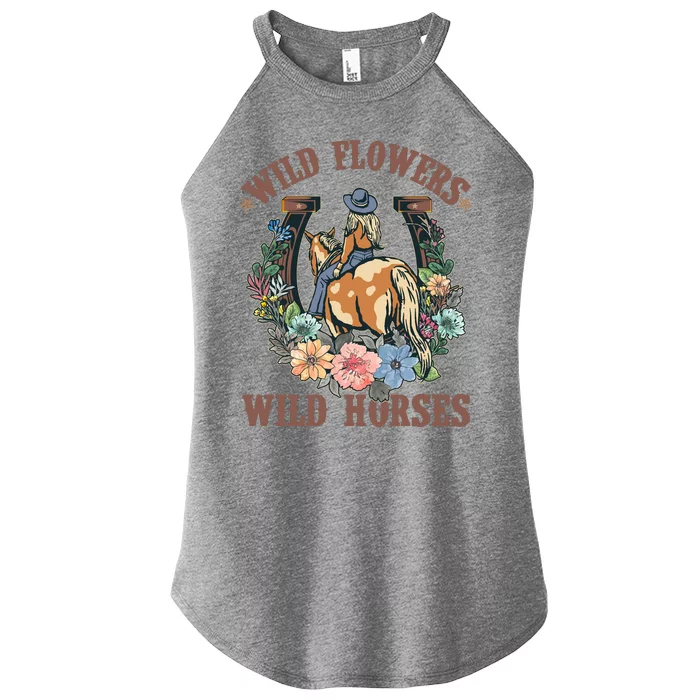 Wild Flowers Wild Horses Cowgirl Women’s Perfect Tri Rocker Tank