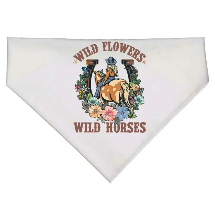 Wild Flowers Wild Horses Cowgirl USA-Made Doggie Bandana