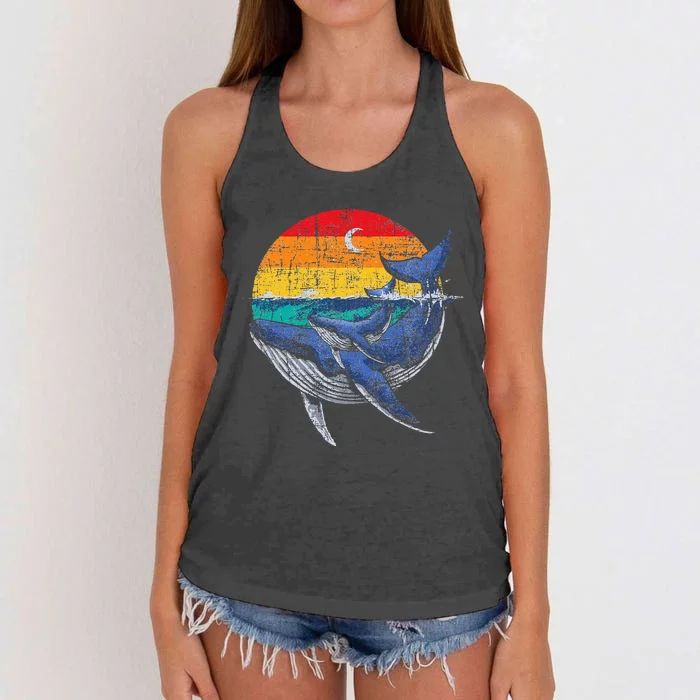 Whale Family Whale Lover Whales Aquarist Marine Biologist Women's Knotted Racerback Tank