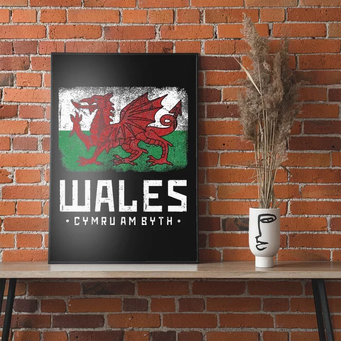 Wales Flag Welsh Dragon Banner Cymru Am Byth Welshman Poster