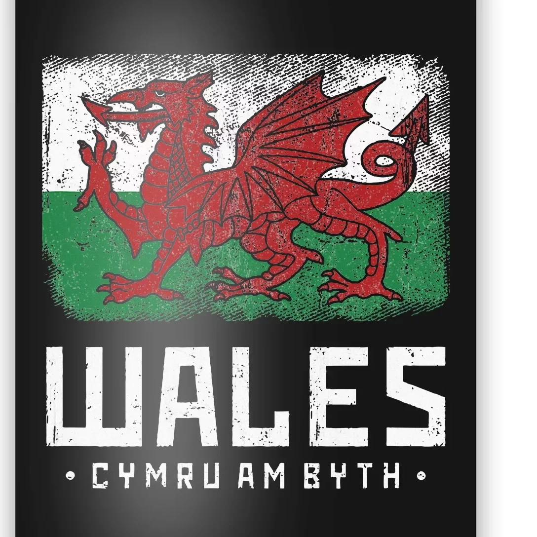 Wales Flag Welsh Dragon Banner Cymru Am Byth Welshman Poster