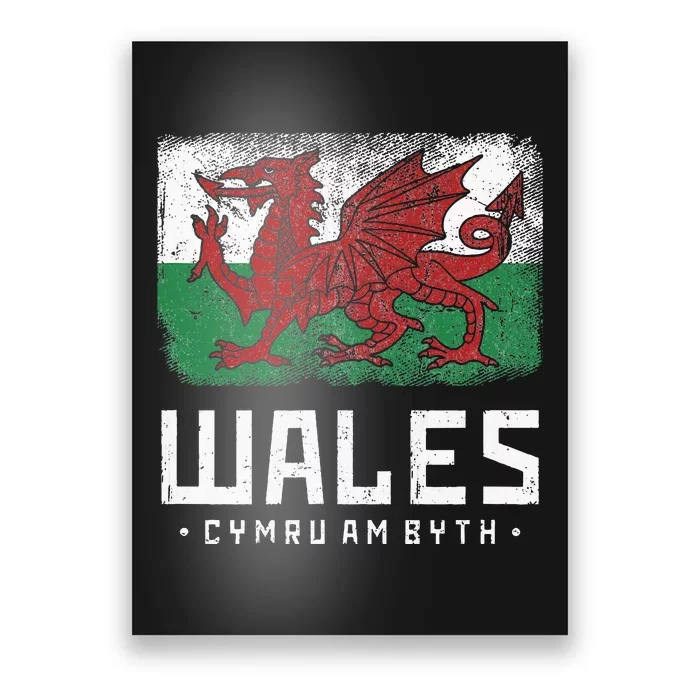 Wales Flag Welsh Dragon Banner Cymru Am Byth Welshman Poster