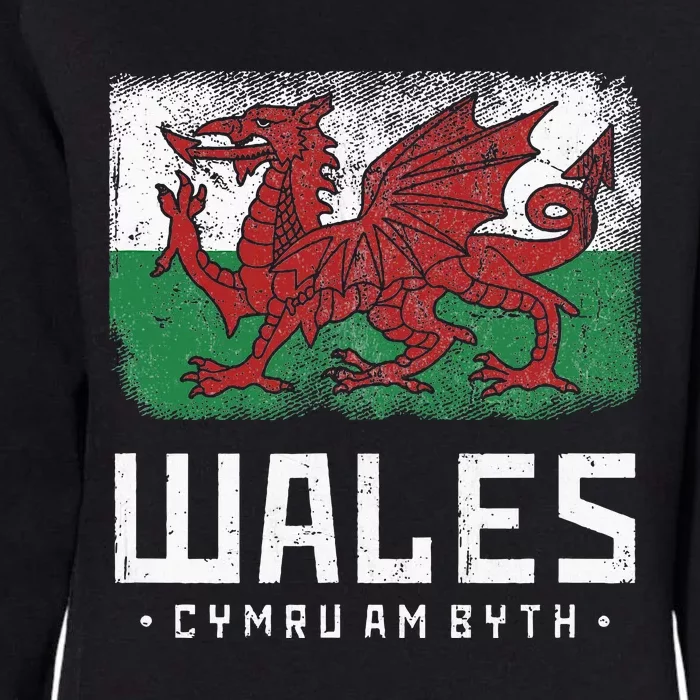 Wales Flag Welsh Dragon Banner Cymru Am Byth Welshman Womens California Wash Sweatshirt