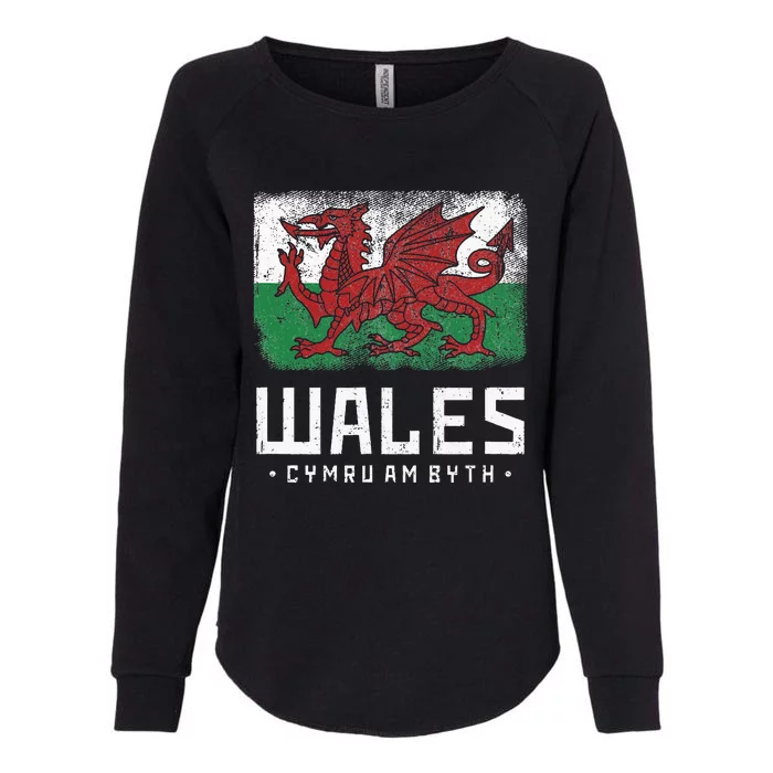 Wales Flag Welsh Dragon Banner Cymru Am Byth Welshman Womens California Wash Sweatshirt