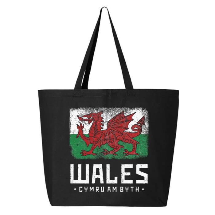 Wales Flag Welsh Dragon Banner Cymru Am Byth Welshman 25L Jumbo Tote