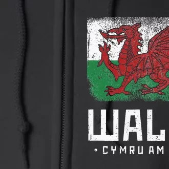 Wales Flag Welsh Dragon Banner Cymru Am Byth Welshman Full Zip Hoodie