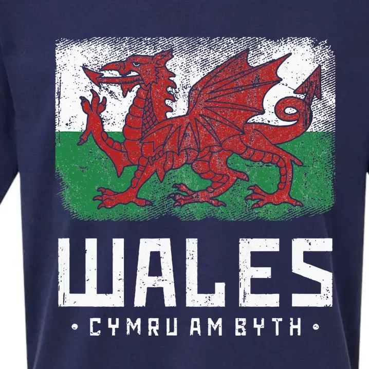 Wales Flag Welsh Dragon Banner Cymru Am Byth Welshman Sueded Cloud Jersey T-Shirt