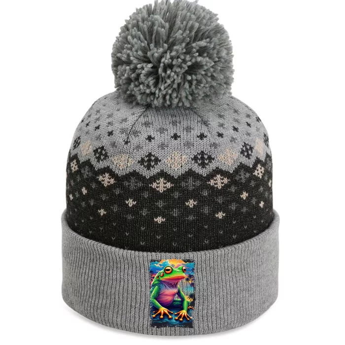 Watercolor Frog The Baniff Cuffed Pom Beanie