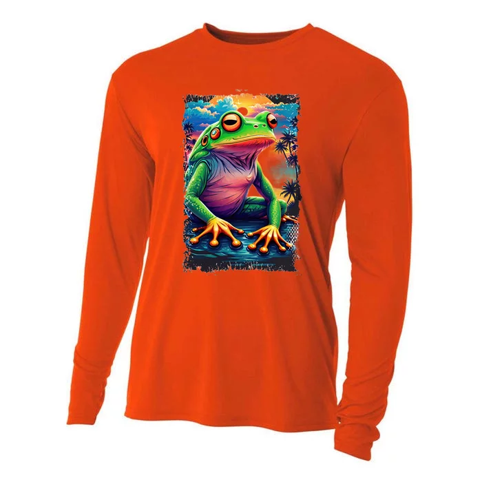 Watercolor Frog Cooling Performance Long Sleeve Crew