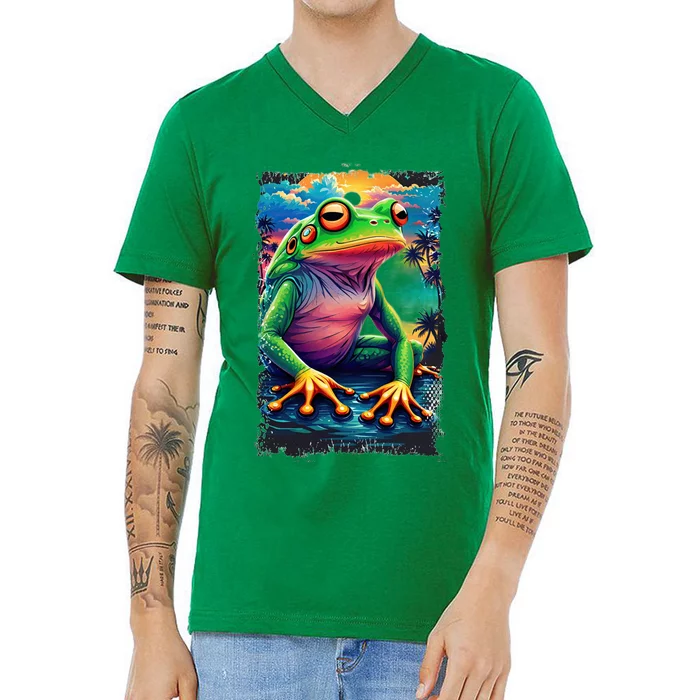 Watercolor Frog V-Neck T-Shirt