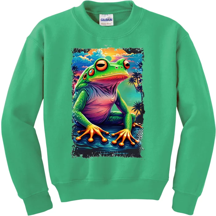 Watercolor Frog Kids Sweatshirt