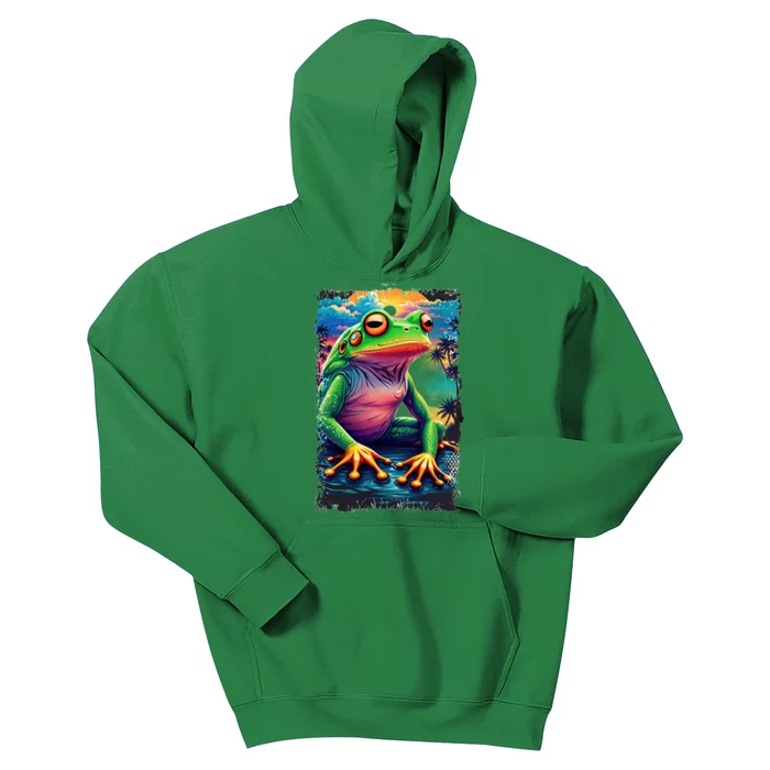 Watercolor Frog Kids Hoodie