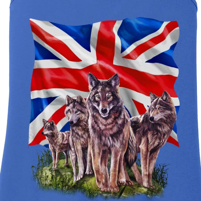 Wolf Family With Union Jack Flag Gift Ladies Essential Tank