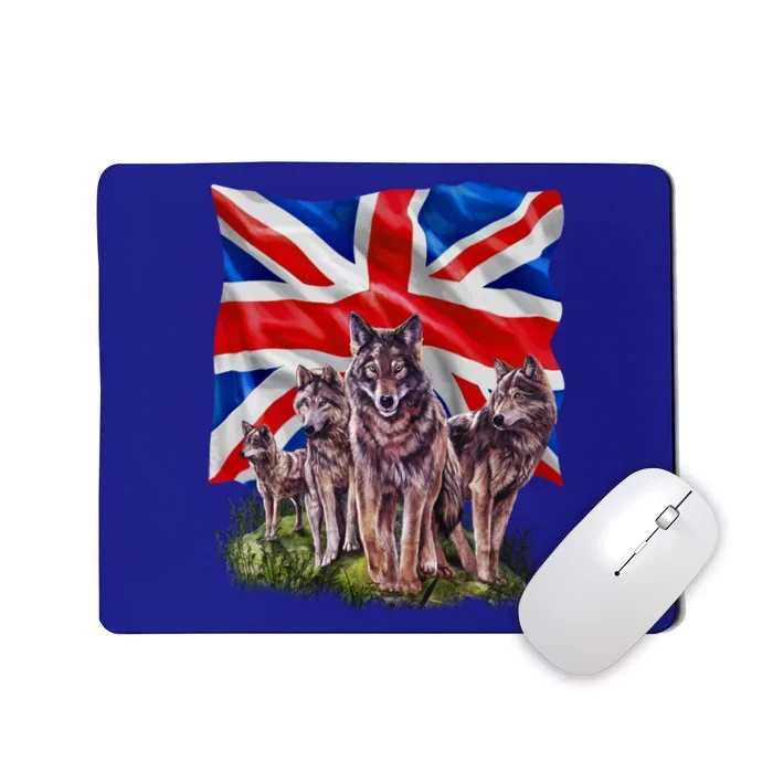 Wolf Family With Union Jack Flag Gift Mousepad