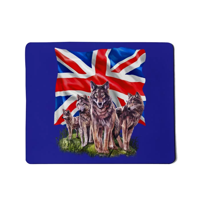 Wolf Family With Union Jack Flag Gift Mousepad