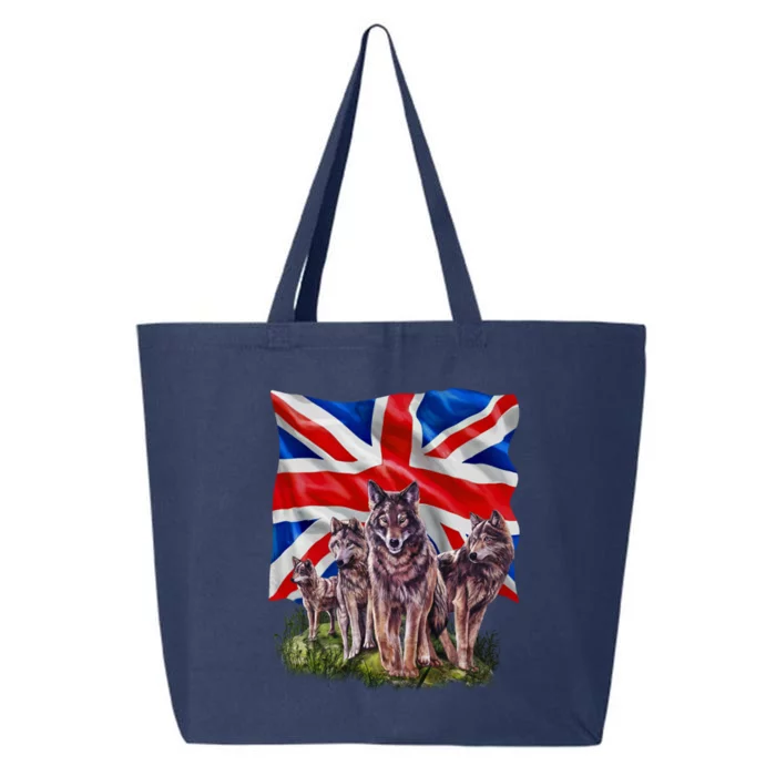 Wolf Family With Union Jack Flag Gift 25L Jumbo Tote