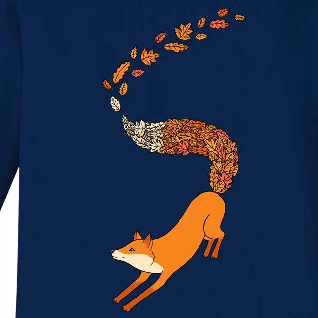 Whimsical Fox With Falling Leaves Baby Long Sleeve Bodysuit