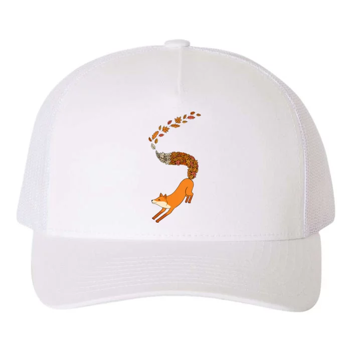 Whimsical Fox With Falling Leaves Yupoong Adult 5-Panel Trucker Hat